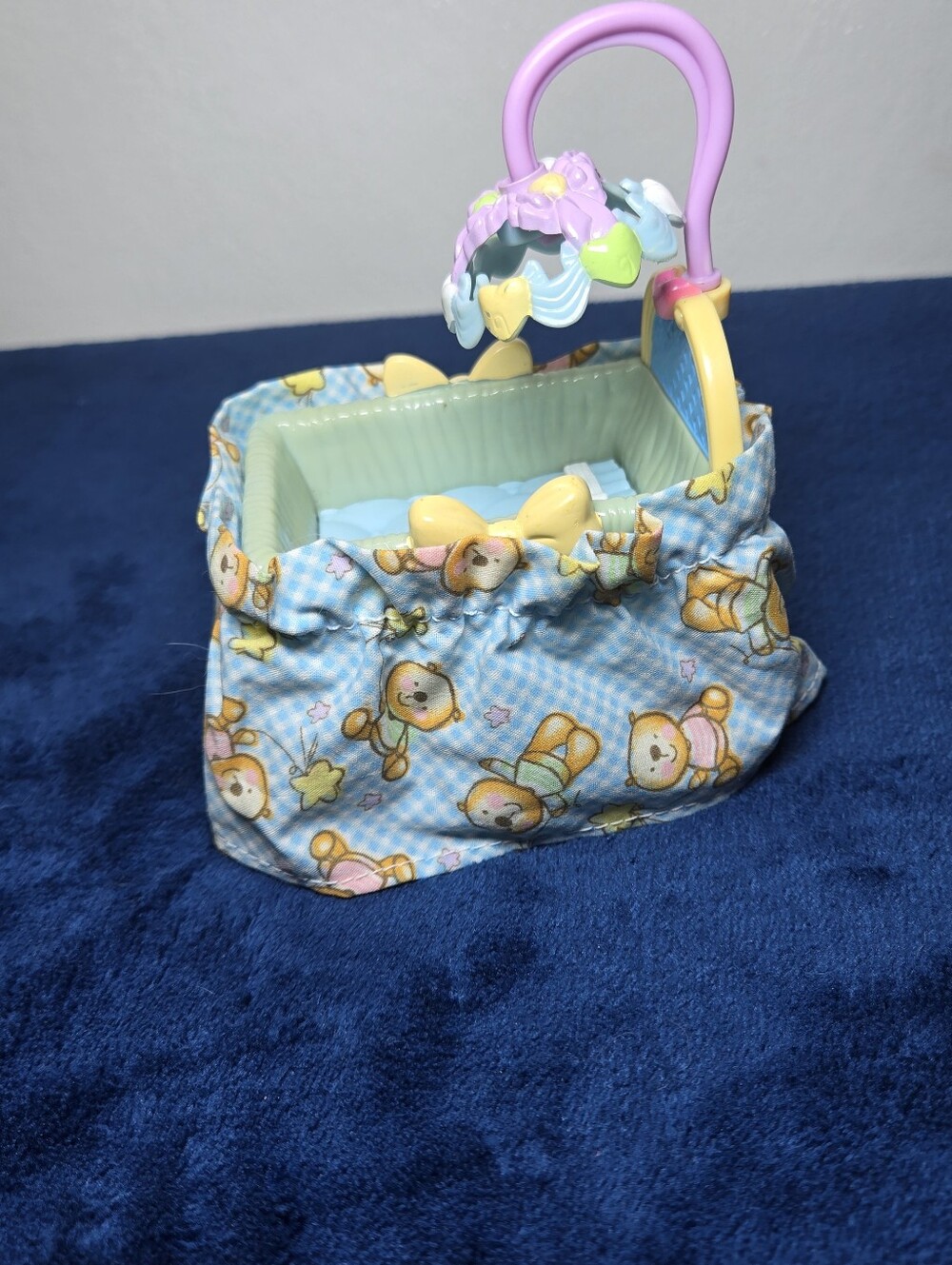 Fisher Price Loving Family Dollhouse Doll Blue Crib With Mobile 2007
